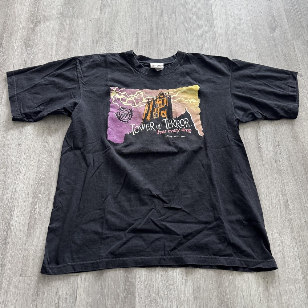 Vintage Disney Tower of Terror Shirt Mens XL Fear Every Drop 90s Tee Movie Ride